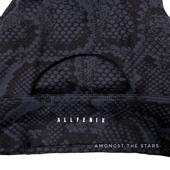 All Fenix Snake Snakeskin Blue Grey & Black Longline Sports Bra - Picture 11 of 11